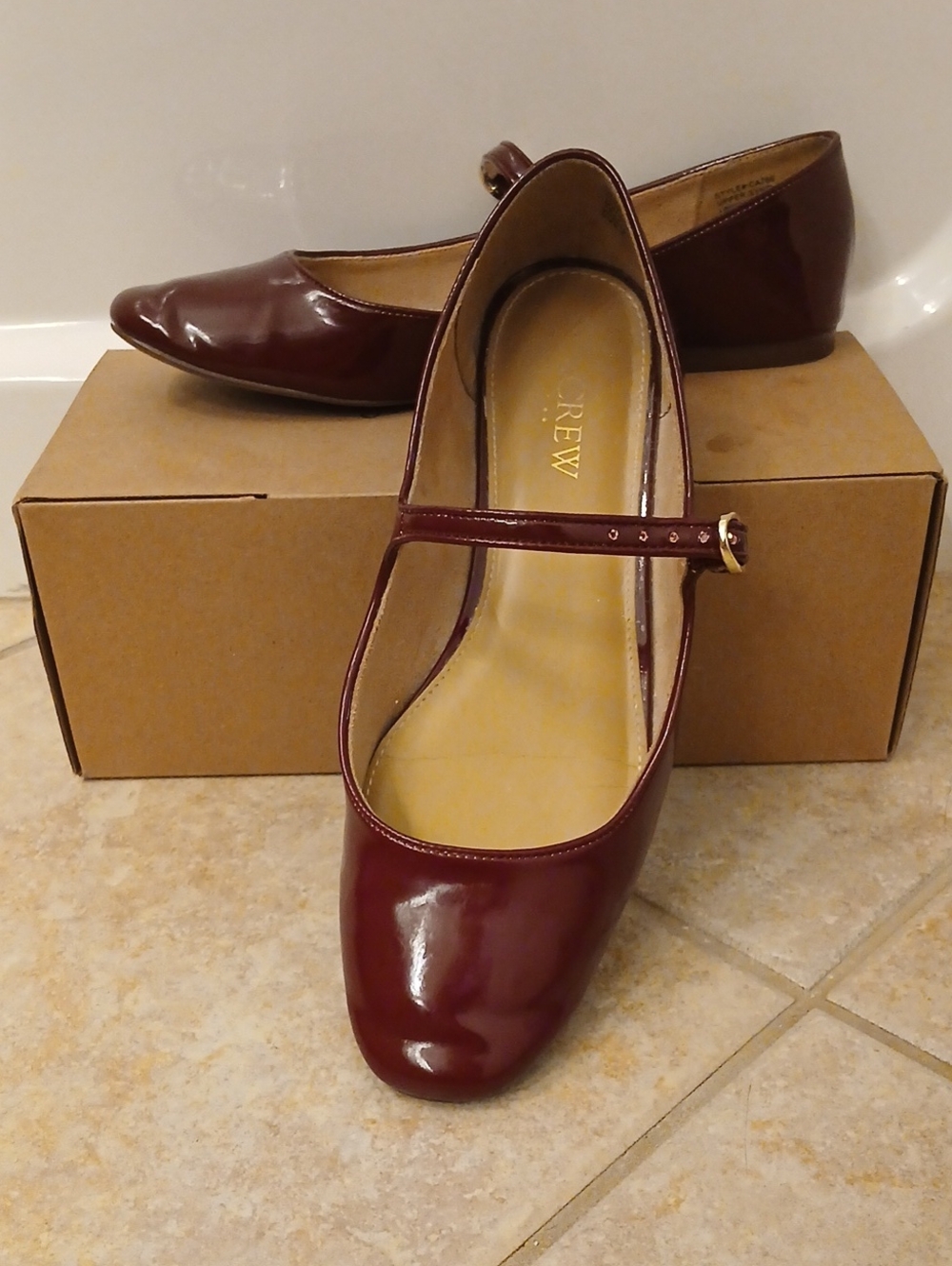 J. Crew Women's Burgundy Patent Mary Jane Flats